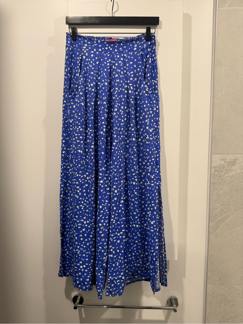 Maaji Royal Blue Wide-Leg Pants with White Dot Print